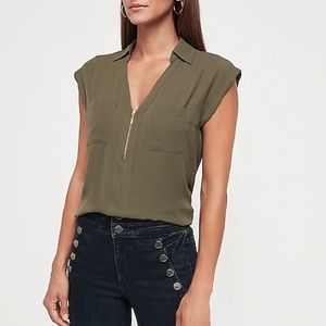 Express Quarter Zip Blouse Green